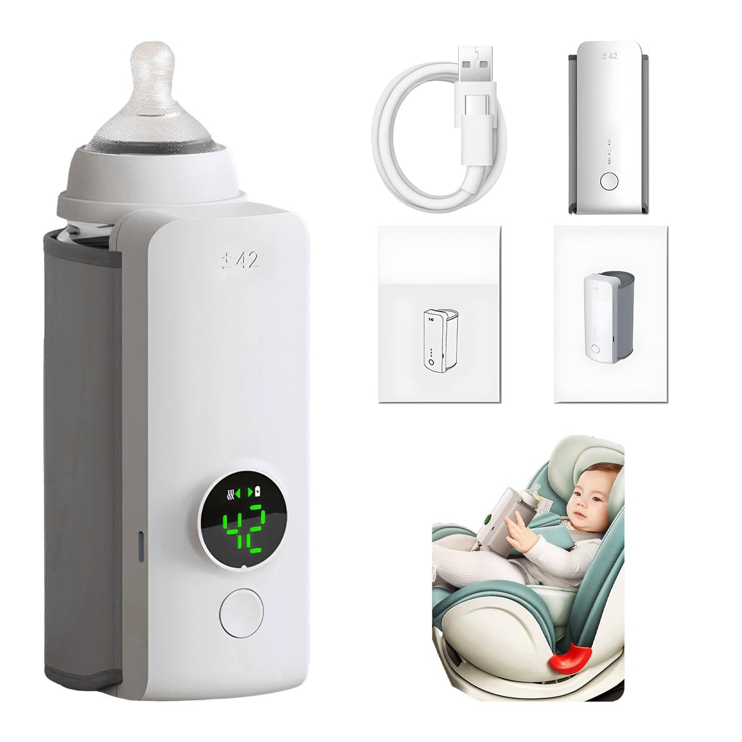 🍼 Chauffe-biberon portable sans fil rechargeable 🍼