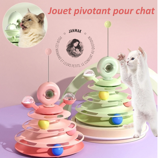 Tour de jeu pour chat à 4 niveaux avec boules roulantes – Jouet interactif et intelligent pour animaux