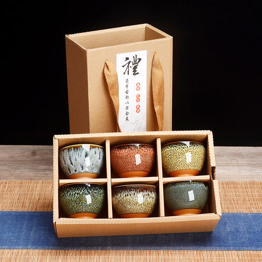 Ensemble de 6 Tasses de Thé Colorées avec Boîte Cadeau japonais