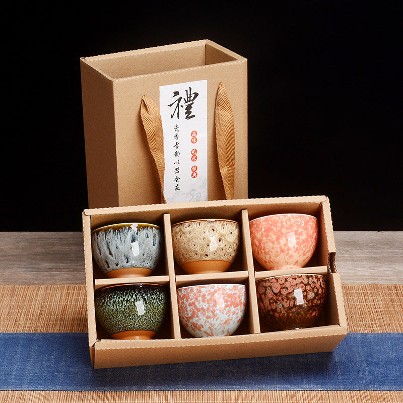 Ensemble de 6 Tasses de Thé Colorées avec Boîte Cadeau japonais