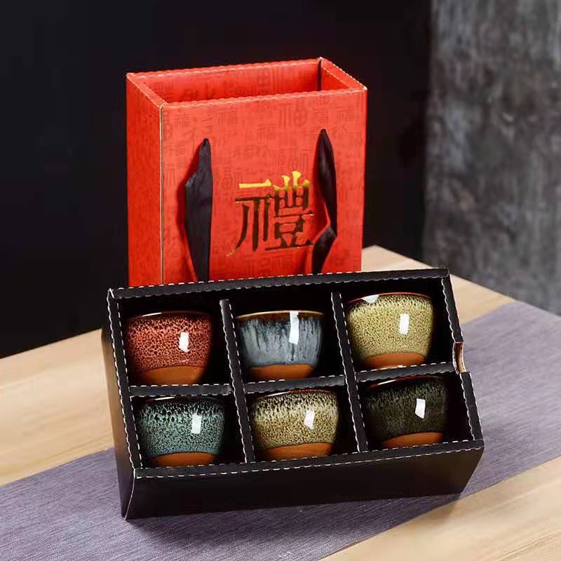 Ensemble de 6 Tasses de Thé Colorées avec Boîte Cadeau japonais