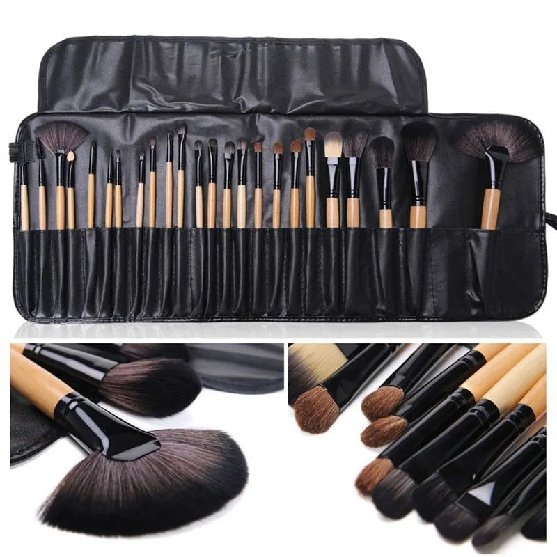 Sac Cadeau de 24 Pièces -Ensemble de Pinceaux de Maquillage Professionnels